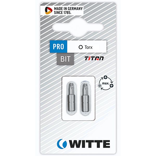 Vỉ 2 mũi vặn vít sao TORX WITTE 2681, dài 25mm, chuôi lục lăng