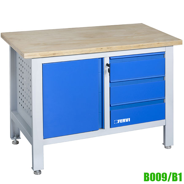 Bàn nguội kết hợp tủ đồ nghề 1200 x 600 x 865h mm. Fervi B009/B1