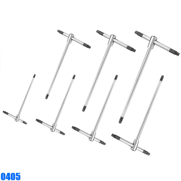 Bộ lục giác đầu sao 0405, chữ T trượt, Fervi 0405 gồm 7 cây size T8-T30