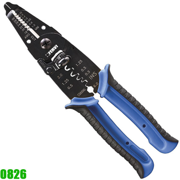 Kìm bấm cos 0,25 - 1mm 0826, dài 215 mm. Fervi Italia