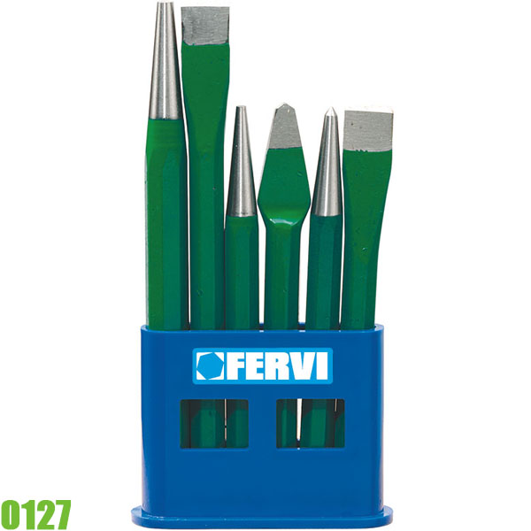 Bộ đục hỗn hợp FERVI 0127, gồm 6 chi tiết, 120 - 150 mm