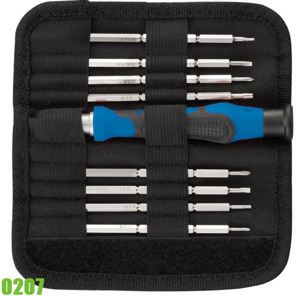 Bộ vít 2 đầu FERVI 0207, kèm tay vặn, 9 chi tiết, vật liệu Cr-V