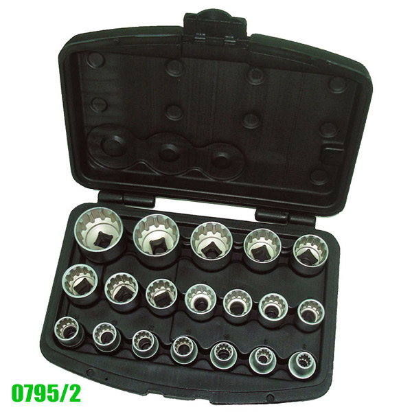 Bộ đầu khẩu FERVI 0795/2, 19 chi tiết từ 8mm-32mm