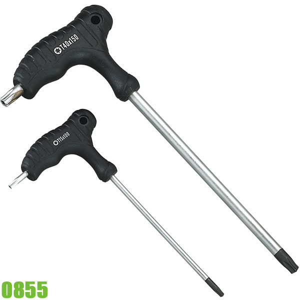 Lục giác đầu sao TORX 0855-, có lỗ dạng tay cầm T10-T40, vật liệu Cr-V.