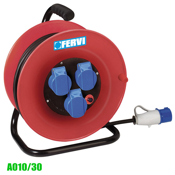 Ổ cắm điện Fervi A010/30 di động, cuộn dây 30m, 11kW