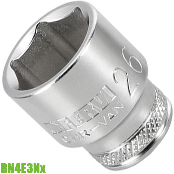 Đầu tuýp 6 cạnh 8-32mm BN4E2Nx, vuông 1/2". Chuẩn DIN 3124