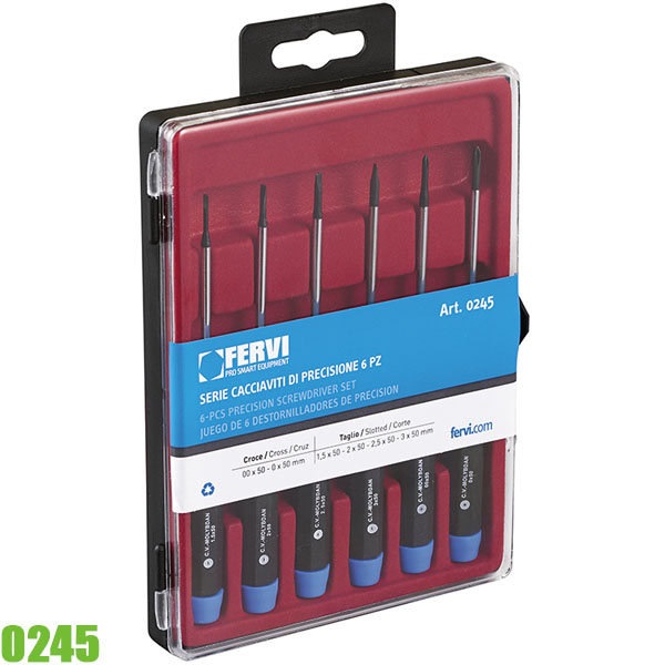 Bộ tua vít dẹp và pake 0245, 6 chi tiết, Cr-Mo-V