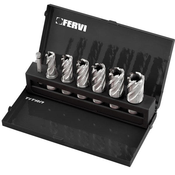 Bộ mũi khoan từ FERVI F011/6, thép gió HSS gồm 7 mũi Weldon