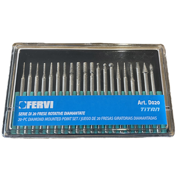 Bộ mũi mài kim cương FERVI D020, gồm 20 chi tiết dài 45mm