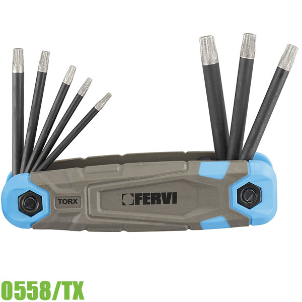 Bộ lục giác đầu sao kiểu gập cầm tay Fervi 0558/TX gồm 8 cây T9-40