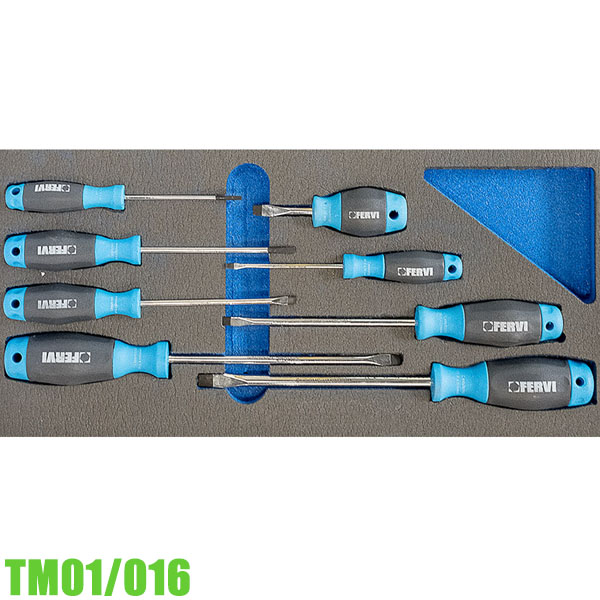 Bộ tua vít dẹp 8 cây FERVI TM01/016 cho tủ đồ nghề, nhập Italia