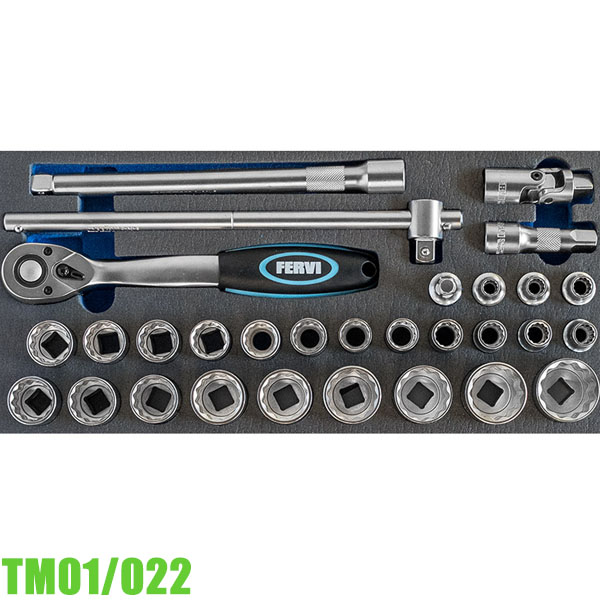 Bộ tuýp 30 chi tiết 8-32mm, 1/2" cho tủ đồ nghề FERVI TM01/022