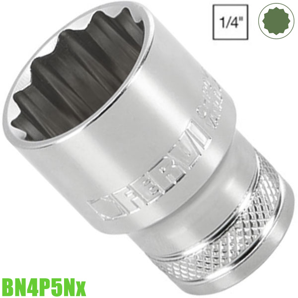Đầu tuýp FERVI BN4P5Nx loại 12 cạnh có đầu vuông 1/4"