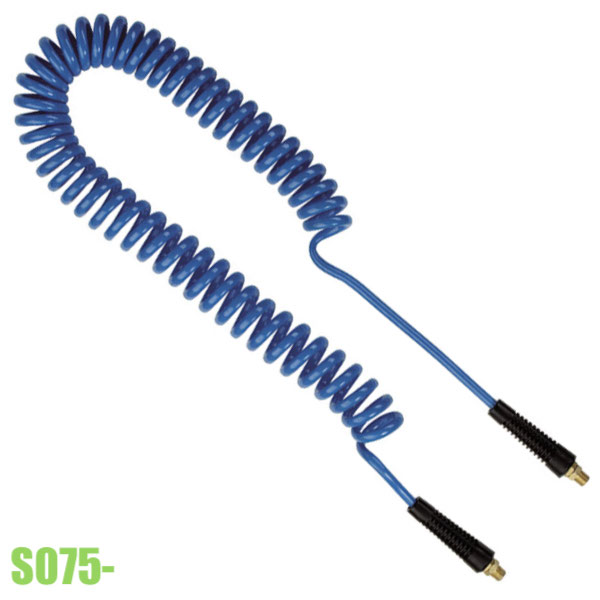 Cuộn dây hơi xoắn lò xo dẫn khí nén S075, có sẵn co nối 1/4"