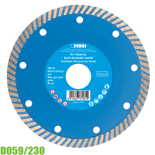 Lưỡi cắt viền kim cương D059, đường kính 115-230mm Fervi