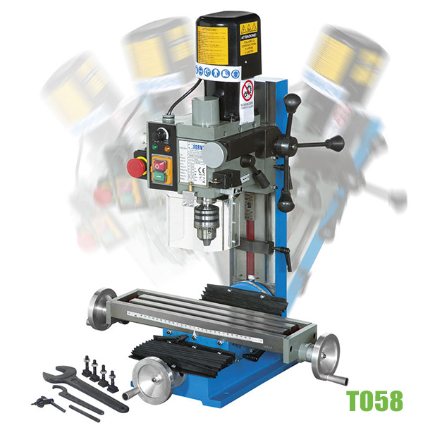 Máy khoan, phay mini T058 hành trình 50mm, khoan thép ∅13mm