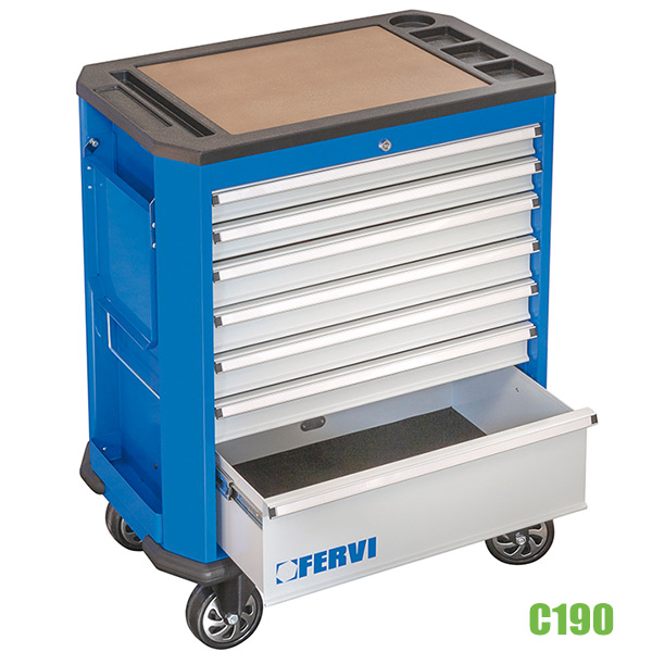 Tủ đồ nghề 7 ngăn FERVI C190 cho garage, chưa bao gồm dụng cụ