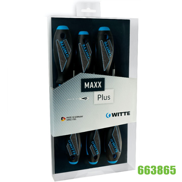 Bộ tua vít 5 cây dẹt và bake 663865, cán sợi thủy tinh hàng Đức