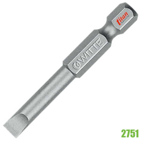Mũi vít dẹt WITTE 2751x, dài 50mm, máy vặn vít chuôi lục giác 1/4"