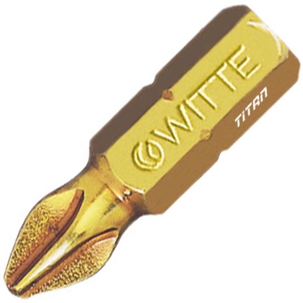 Mũi vít 4 cạnh WITTE 2712x phủ TiN, PH 1 - PH 2 - PH 3