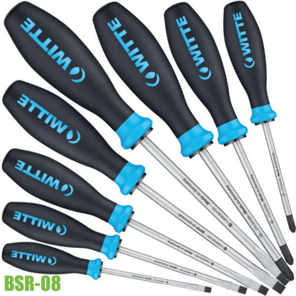 Bộ tô vít 10 cây WITTE BSR08 gồm dẹt và bake, made in Germany