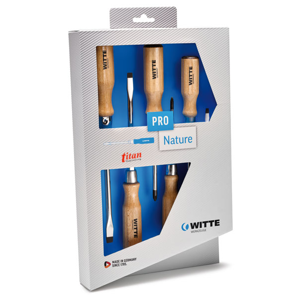 Bộ tua vít cán gỗ WITTE 620303, gốc lục lăng, 5 cây