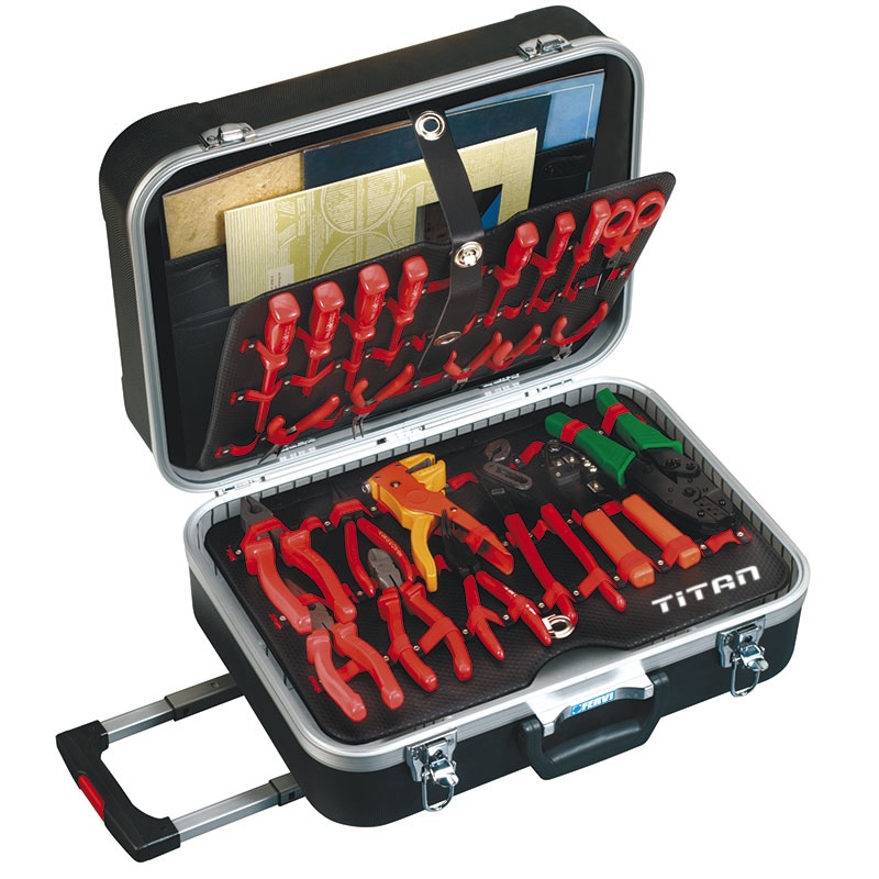 Vali đồ nghề kéo tay FERVI 0683, vỏ bằng nhựa ABS, đai nhôm