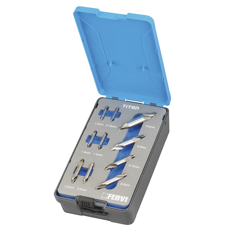 Bộ mũi khoan tâm FERVI P056/10S gồm 10 chi tiết, nhập khẩu từ Italia