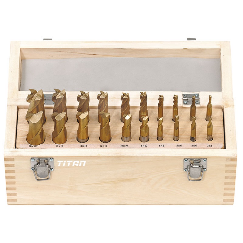 Bộ dao phay ngón FERVI F001/20 bằng thép gió phủ TiN