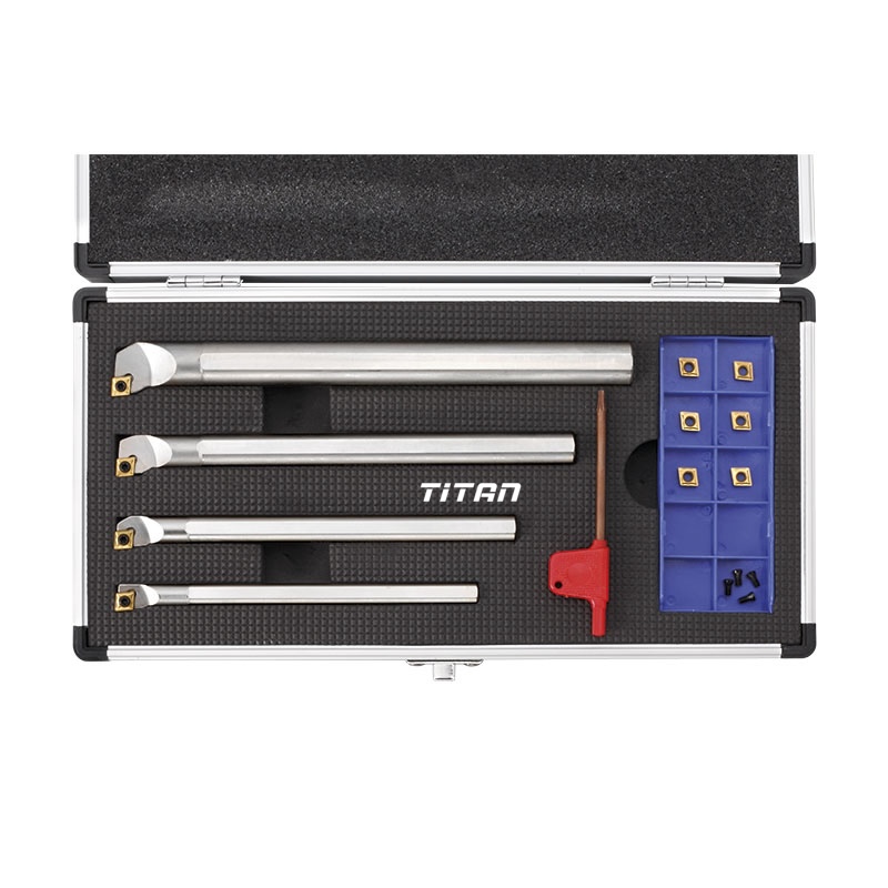 Bộ dao tiện lỗ FERVI KISCLCR gồm 21 chi tiết có hộp đựng.