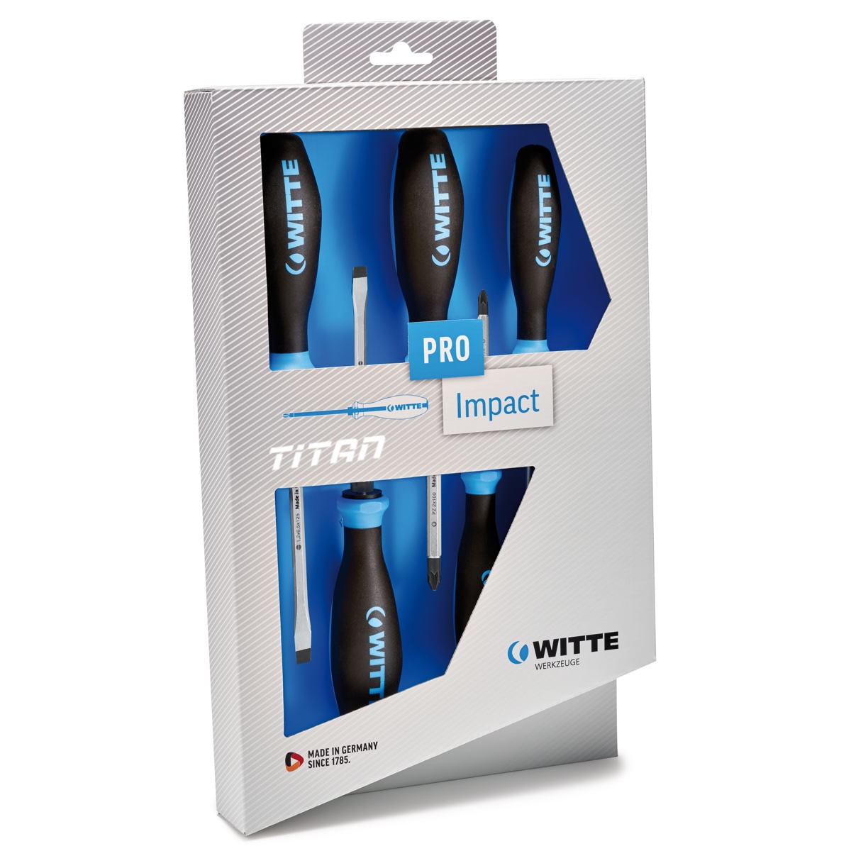 Bộ 6 cây tô vít đóng WITTE 670095 gồm 4 dẹt 2 hoa thị PZ