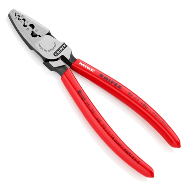 Kìm bấm cos Knipex 97 71 180 cán nhựa PVC, từ 0.25–16 mm²