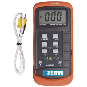Máy đo nhiệt độ tiếp xúc Fervi T063 từ -50 đến 1300°C tùy cảm biến