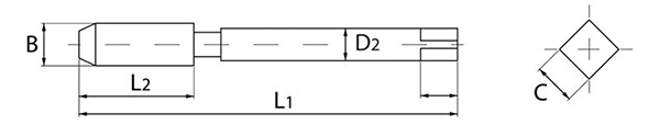 Mũi taro ren trong FERVI M001-x, M3-M10, HSS. DIN 371/B