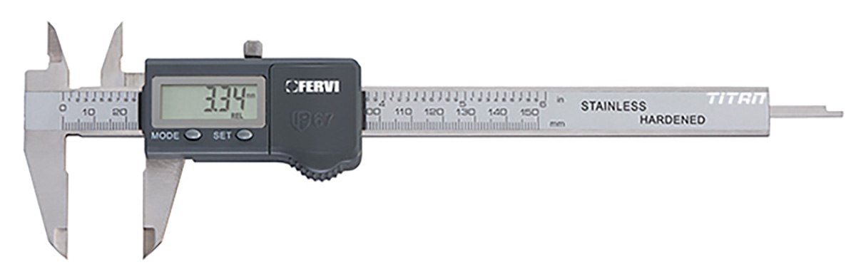Thước kẹp điện tử 0 -150mm, Fervi C031/150, ngàm đôi, chuẩn IP 67